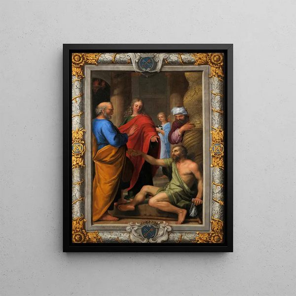 The Healing of the Paralytic by Saint Peter and Saint John - Jean Hlart — framed artwork on a wall