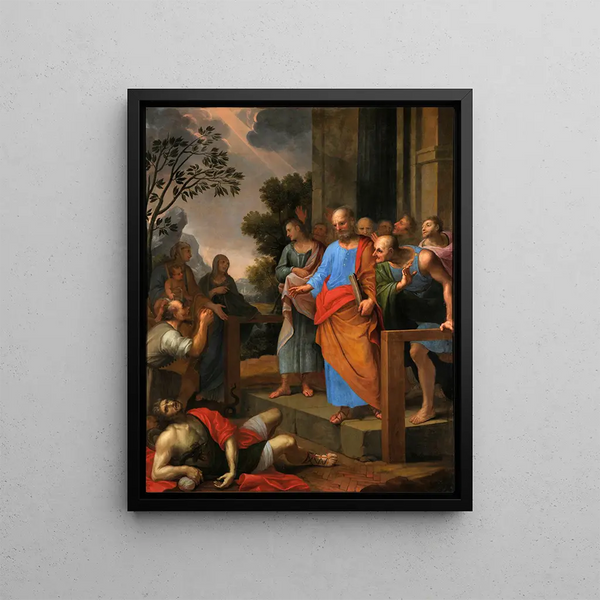 The Punishment of Ananias - Jean Hlart — framed artwork on a wall