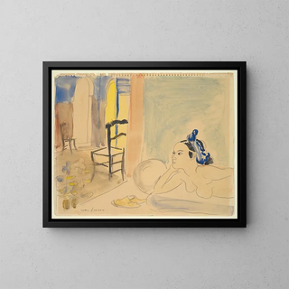 Nude reclining painting - Jean Launois — framed artwork on a wall