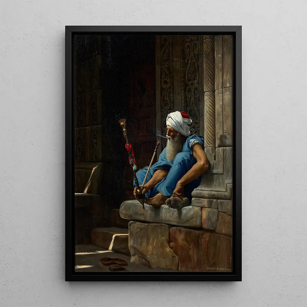 a smoking doorman in Cairo - Jean Lecomte du Nouÿ — framed artwork on a wall