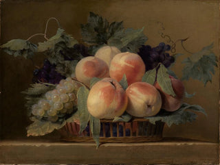 Basket of peaches and grapes - Jean Michel Picart — artwork view
