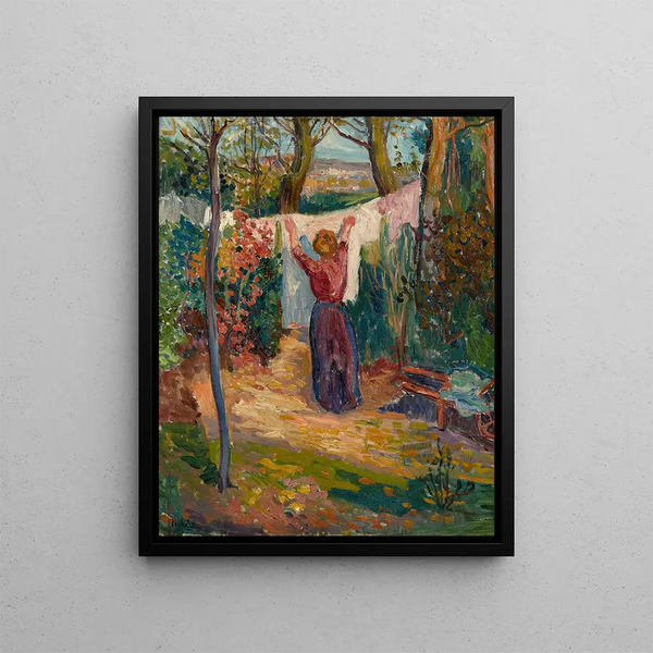 At the garden, the laundry - Jean Misceslas Peské — framed artwork on a wall