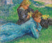 Young girls lying on the grass - Jean Peske — artwork view