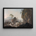 Figures resting in waterfall landscapes - Jean Pillement — framed artwork on a wall