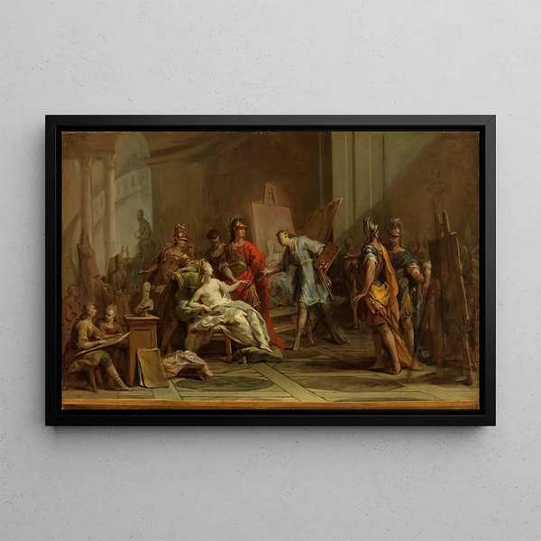 Alexandre offers Apelle his concubine Pancaspe - Jean Restout the Younger — framed artwork on a wall
