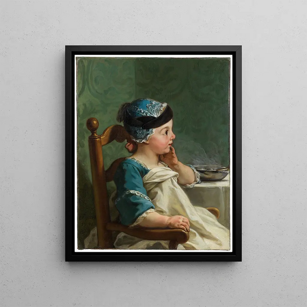 Boy in a Children's Chair - Jean Restout the Younger — framed artwork on a wall