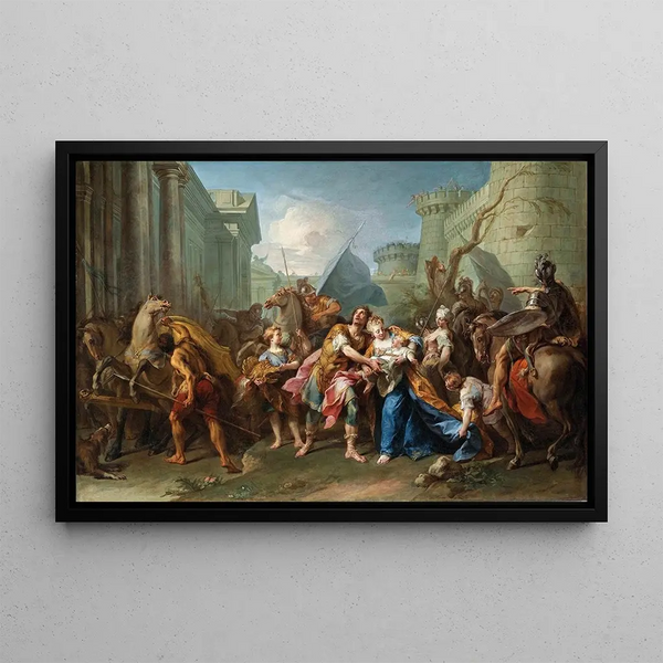 Hector taking leave of Andromache - Jean Restout the Younger — framed artwork on a wall