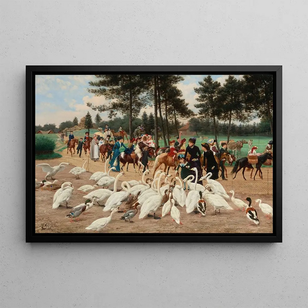 L'Après-Midi du Dimanche au Jardin d'Acclimatation - Jean Richard Goubie — framed artwork on a wall