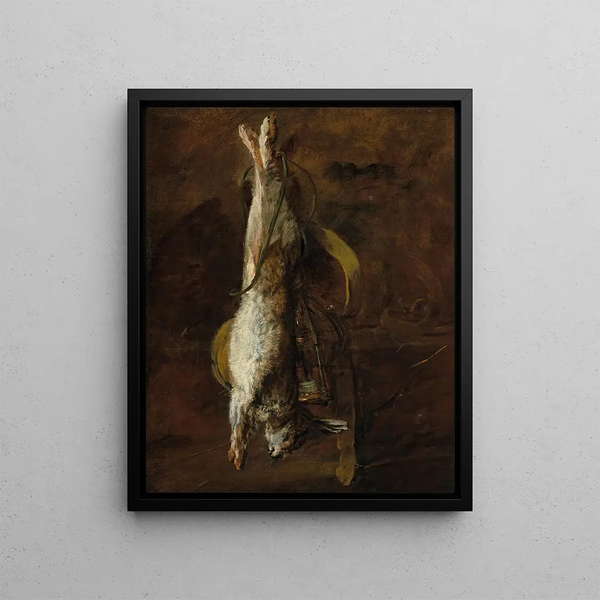 a dead rabbit and a bag - Jean Siméon Chardin — framed artwork on a wall