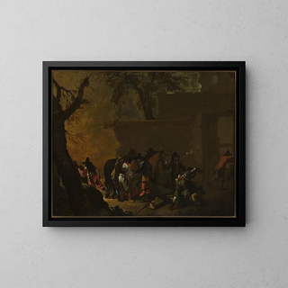 Attack on Travelers - Jean Tassel — framed artwork on a wall
