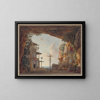 Maquette de décor pour le deuxième acte d'Elisca ou L'Habitante de Madagascar - Jean Thomas Thibault — framed artwork on a wall