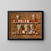 Trompe-l'œil painting of pears, apples, and walnuts resting on cornices and hanging bunches of grapes, all within a painted frame - Jean Valette-Falgores — framed artwork on a wall