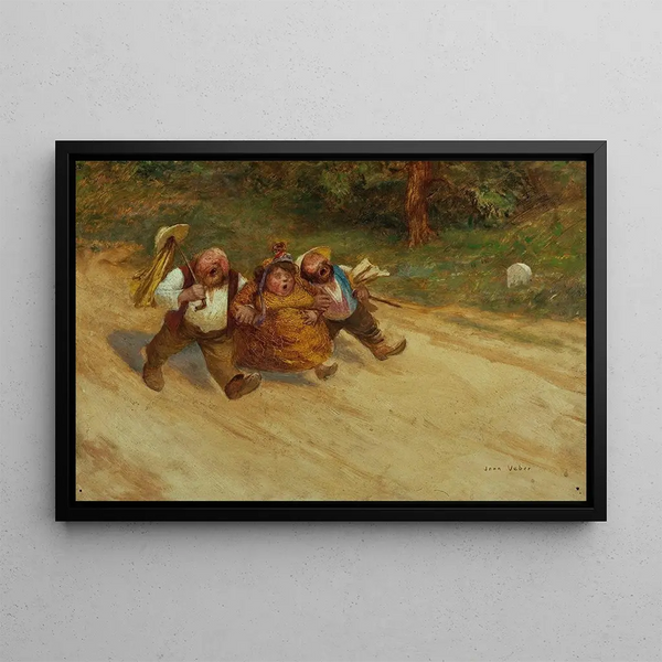 Three good friends - Jean Veber — framed artwork on a wall