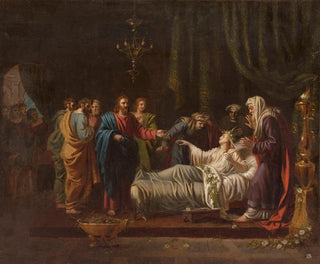 Jesus resurrecting Jairus' daughter - Jean Vignaud — artwork view
