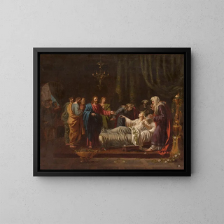 Jesus resurrecting Jairus' daughter - Jean Vignaud — framed artwork on a wall