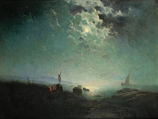 Coastal scene by moonlight - Jean d'Alheim — artwork view