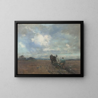 Labourage des bœufs - Jeannie Grant Stevenson — framed artwork on a wall