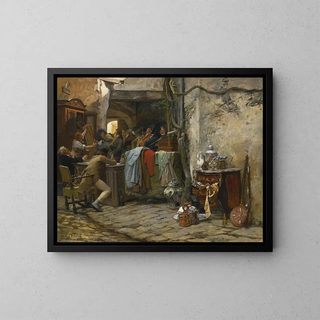 The furniture sale - Jehan Georges Vibert — framed artwork on a wall