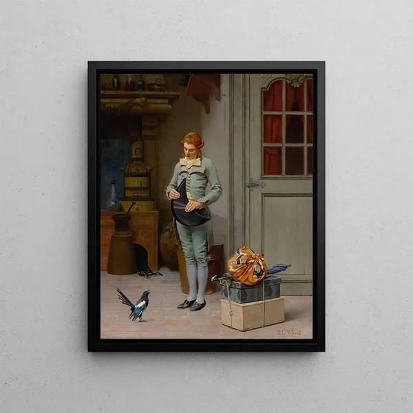 Le Nouveau Commis - Jehan Georges Vibert — framed artwork on a wall