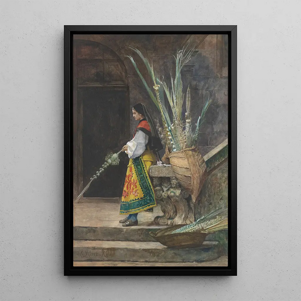 Palm Sunday in Spain - Jehan Georges Vibert — framed artwork on a wall