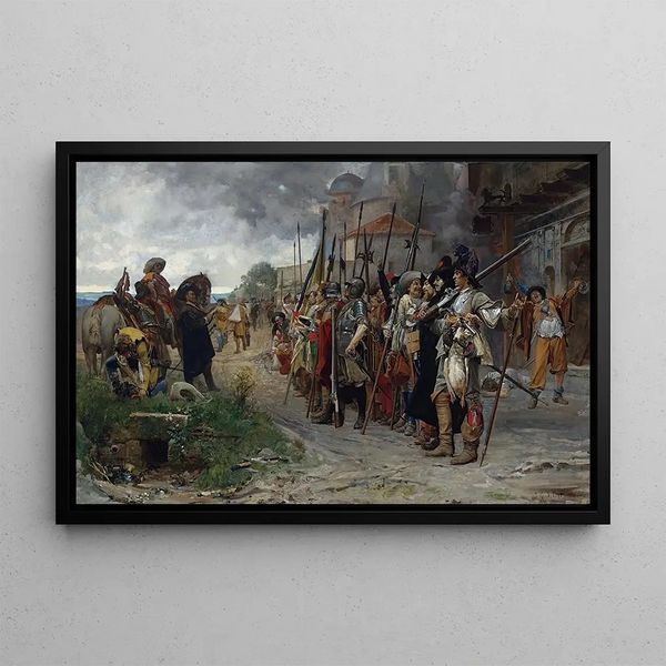 Call After the Plundering - Jehan Georges Vibert — framed artwork on a wall