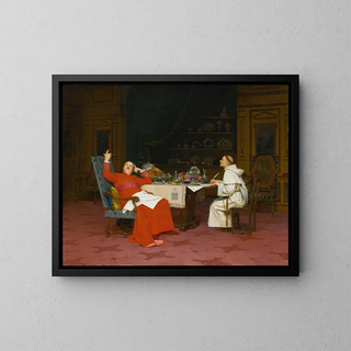 Sermon sur l'abstinence - Jehan Georges Vibert — framed artwork on a wall