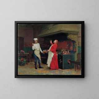 La sauce merveilleuse - Jehan Georges Vibert — framed artwork on a wall