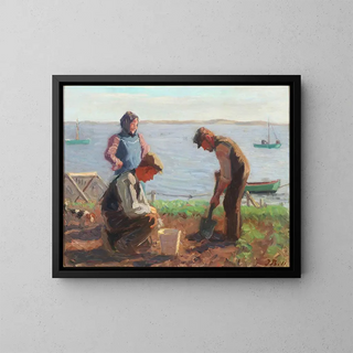 Study of the potato harvest - Jens Birkholm — framed artwork on a wall