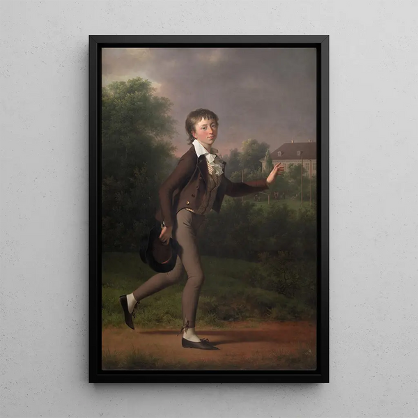 A boy running Marcus Holst von Schmidten - Jens Juel — framed artwork on a wall