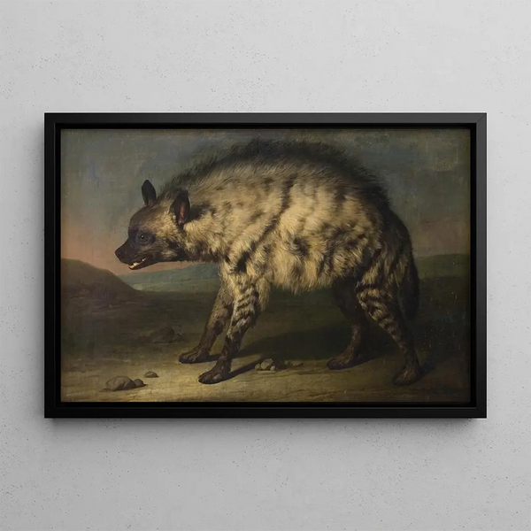 Hyène dans la ménagerie près du château de Frederiksberg - Jens Juel — framed artwork on a wall