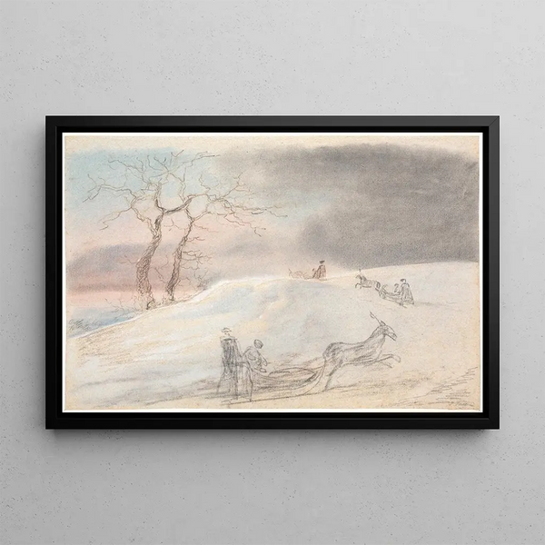 Sledge in Frost - Jens Juel — framed artwork on a wall