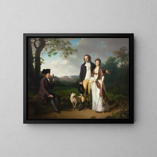 Niels Ryberg with his son Johan Christian and his daughter-in-law Engelke ne Falbe - Jens Juel — framed artwork on a wall