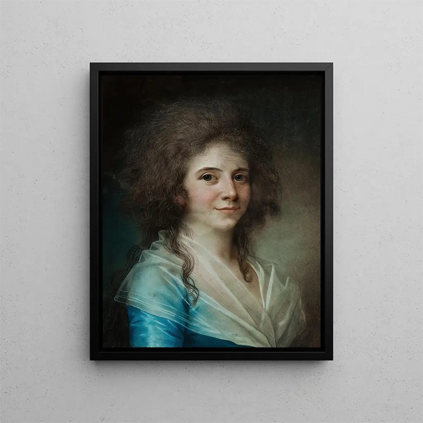 Portrait painting of Wilhelmine Bertouch, Lady-in-waiting - Jens Juel — framed artwork on a wall