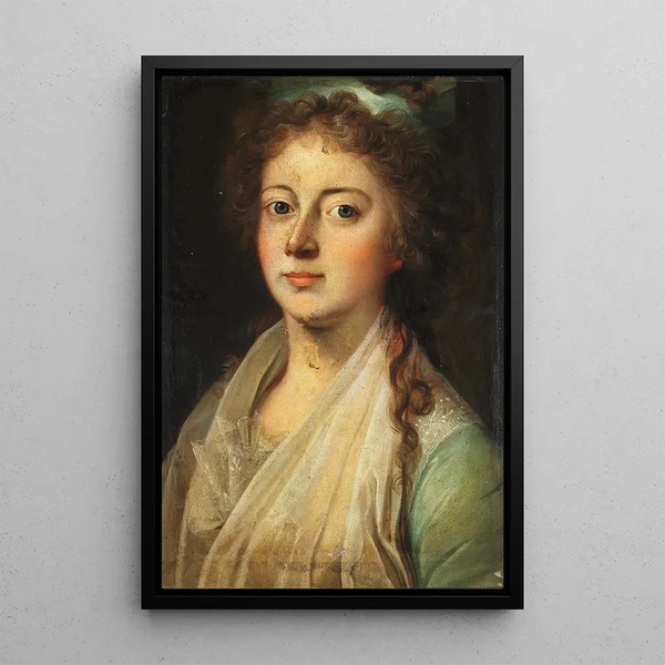 Portrait of Queen Marie Sophie Frederique - Jens Juel — framed artwork on a wall