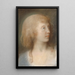 Portrait of Anna Barbara Damkier three-quarters profile to the left - Jens Juel — framed artwork on a wall