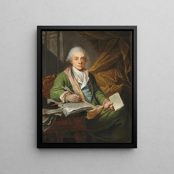 Portrait of the Customs Treasurer in Kerteminde Bartholomus Hansteen - Jens Juel — framed artwork on a wall