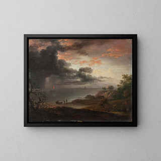 Thunderstorm falling into the sea - Jens Juel — framed artwork on a wall