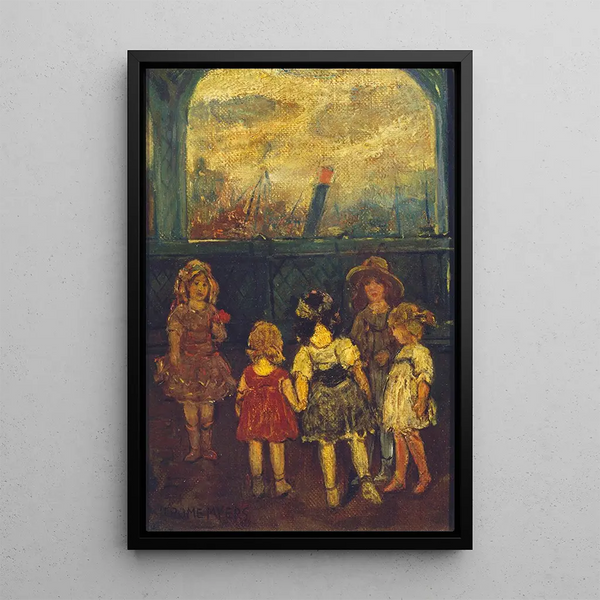 Quai de récréation - Jerome Myers — framed artwork on a wall