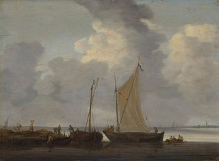 a Calm with Fishermen Unloading Their Catch - Jeronymus van Diest — artwork view