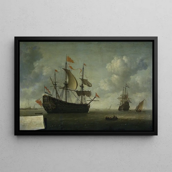 L'arrivée du Royal Charles - Jeronymus van Diest II — framed artwork on a wall