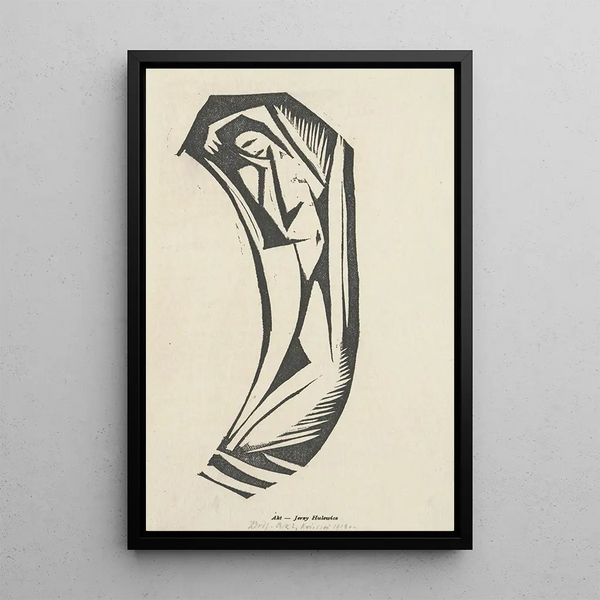 Nu V Nu in the shape of an inverted letter C - Jerzy Hulewicz — framed artwork on a wall
