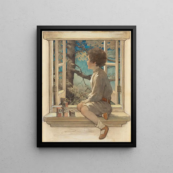 Dream Blocks - Jessie Willcox Smith — framed artwork on a wall