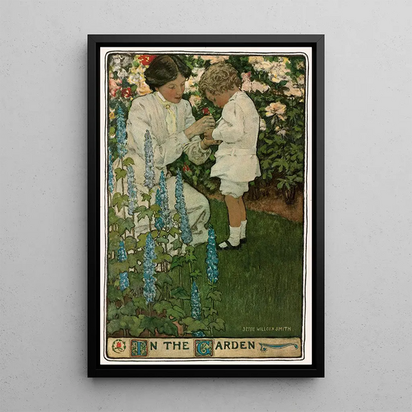 In the Garden - Jessie Willcox Smith — framed artwork on a wall