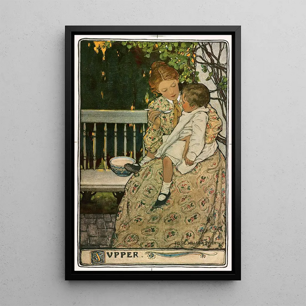 Dinner Painting - Jessie Willcox Smith — framed artwork on a wall