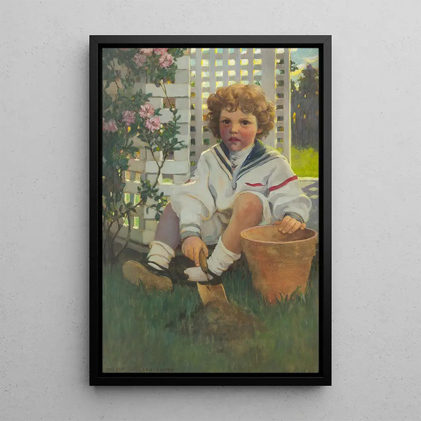 The Little Gardener - Jessie Willcox Smith — framed artwork on a wall