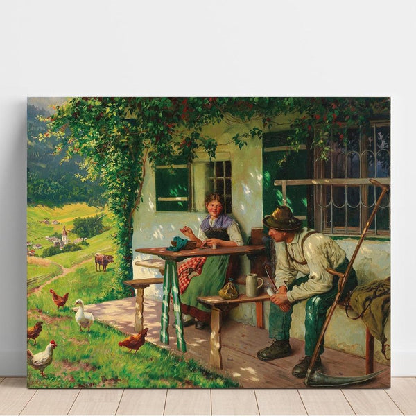 Reproduction of the painting Young farming couple in Upper Bavaria - Emil Rau