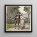 Young couple in disagreement dancing in front of a house - Wilhelm Marstrand — framed artwork on a wall