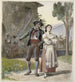 Young couple in disagreement dancing in front of a house - Wilhelm Marstrand — artwork view