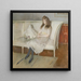 Young girl sitting on a sofa called Symphony in White Miss Paulmier - Paul César Helleu — framed artwork on a wall