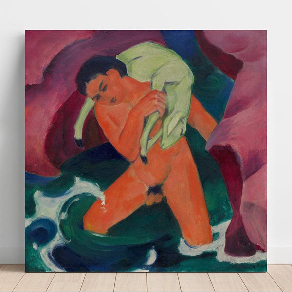 Reproduction of the painting Young boy with a lamb; The Good Shepherd - Franz Marc